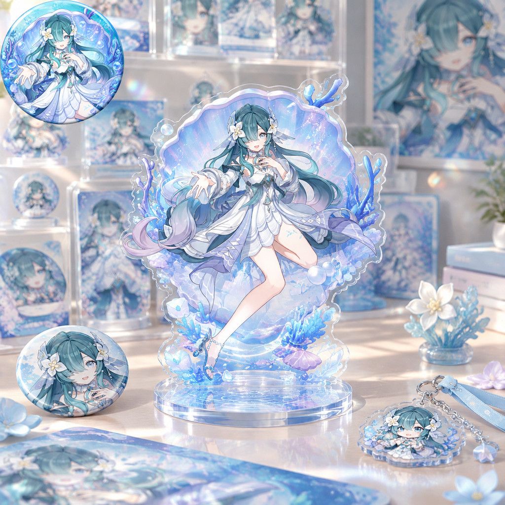 Event Support - Anime-personage Genshin Impact, Vodyanitsa, broche, acrylstandaard,