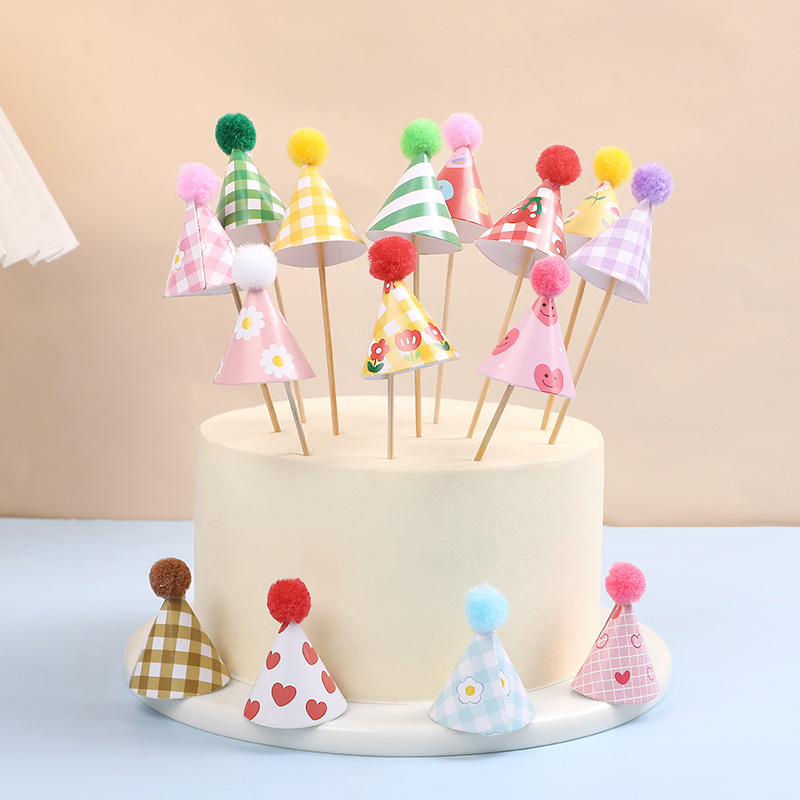 Party Hat Cone - 30 stuks mini feestmutsen taarttoppers kleurrijke