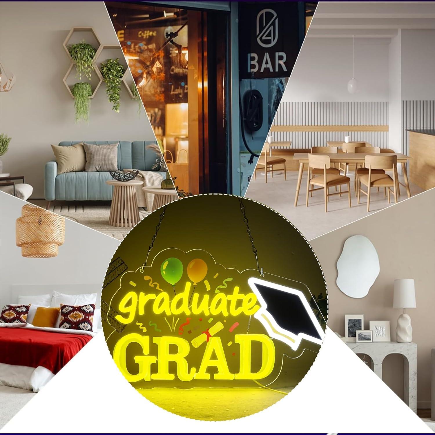 Neonbord met de tekst 'Graduat - Neon Sign Party recensie en prijs